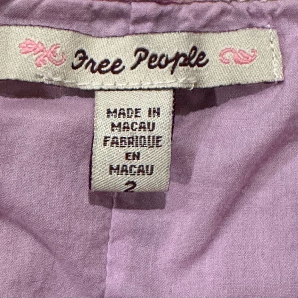 Free People Womens Size 2 Skirt A Line Purple Lavender Lined Embroidered Eyelet - Picture 7 of 8